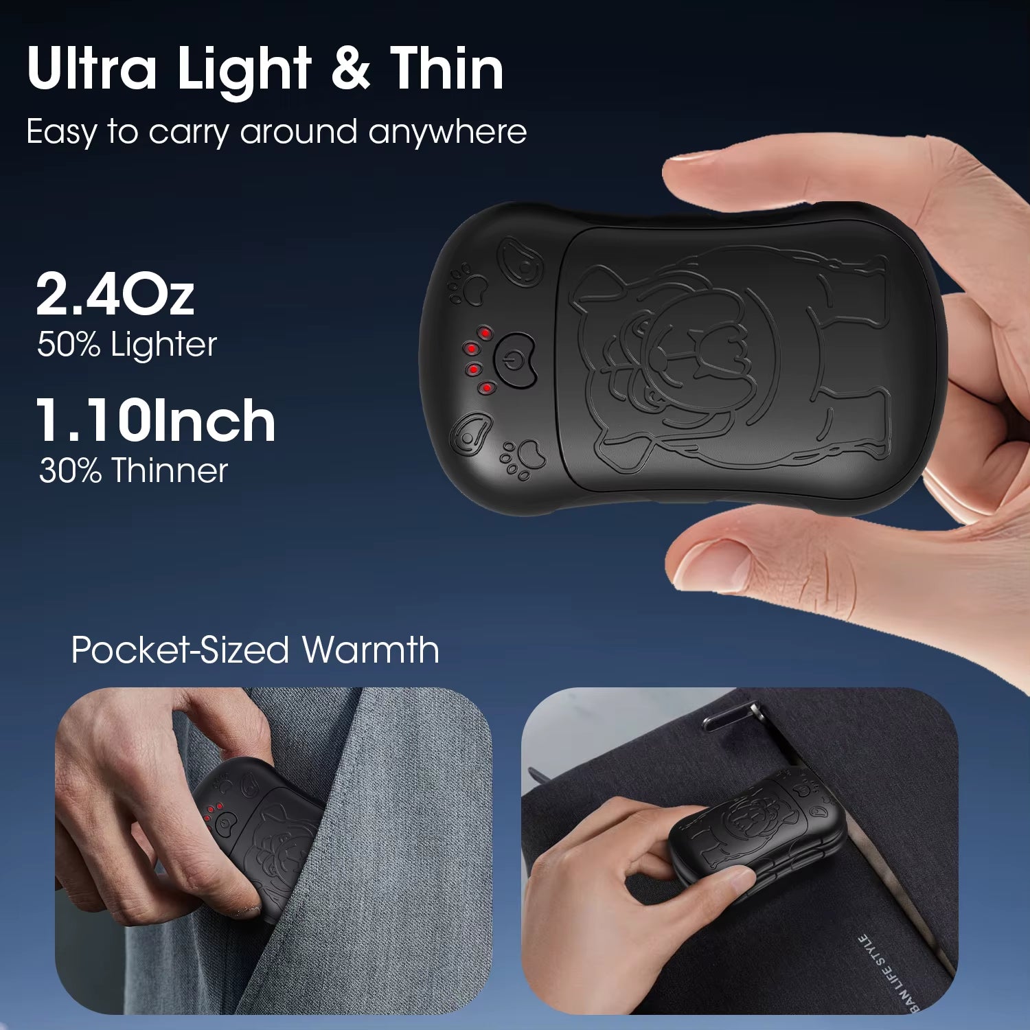 Burrr Paws™ Rechargeable Hand Warmers (2-Pack) Chilly Dog